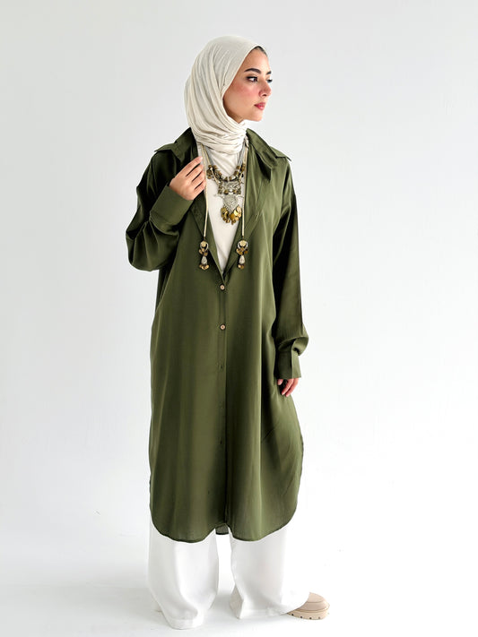 Olive Cotton shirt dress