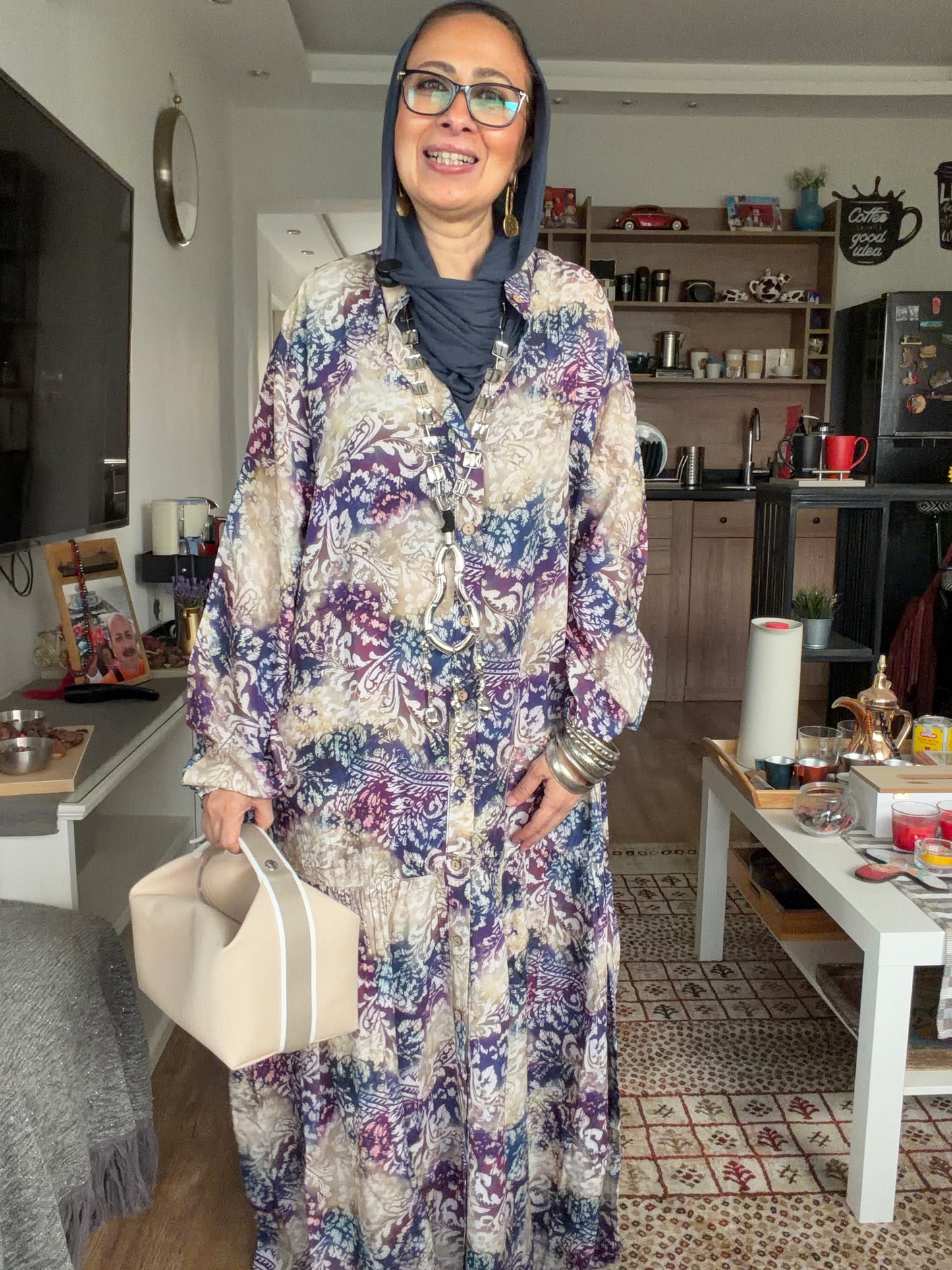 Paradise Cotton Dress in blue pattern