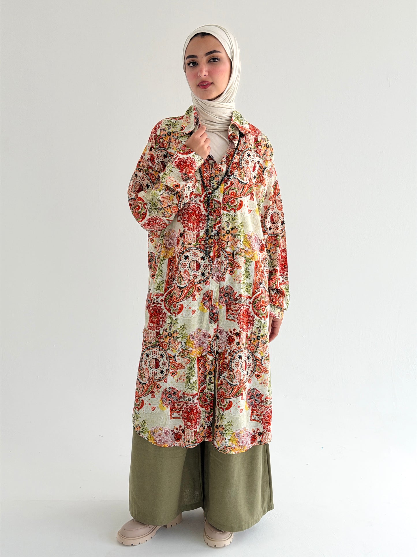 Lora Cotton Shirt dress in Orange