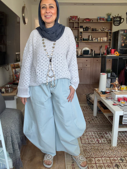 Sliver Air Knit Top in white