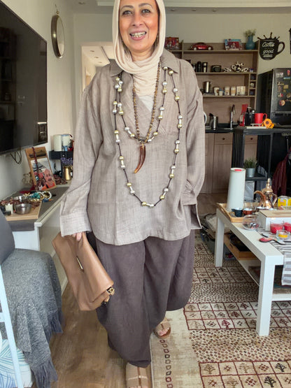 Linen Blouse With Polo Collar
