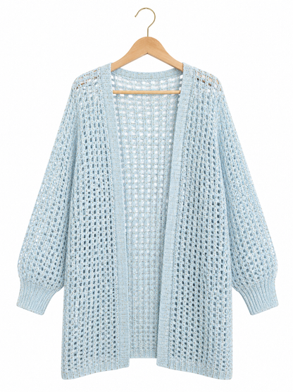Golden Glow Crochet Kimono in Baby Blue