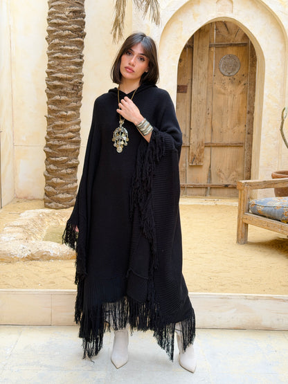 نَفَس — Nafas
Tassel Knitted Cape in black