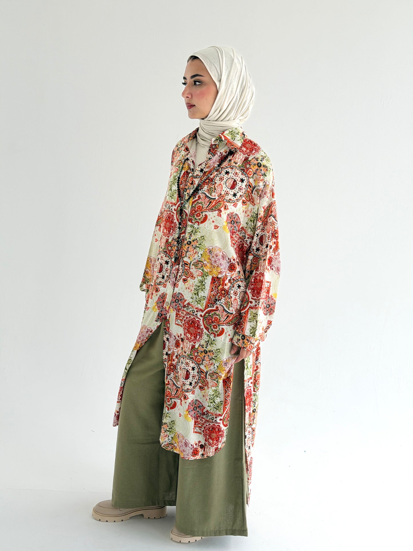 Lora Cotton Shirt dress in Orange