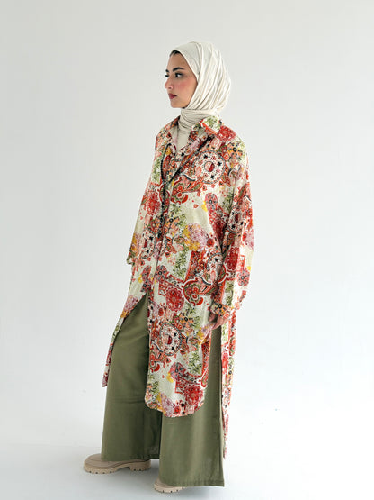 Lora Cotton Shirt dress in Orange