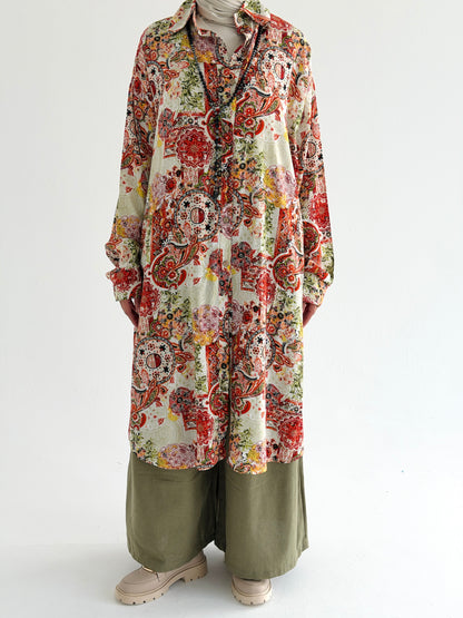 Lora Cotton Shirt dress in Orange