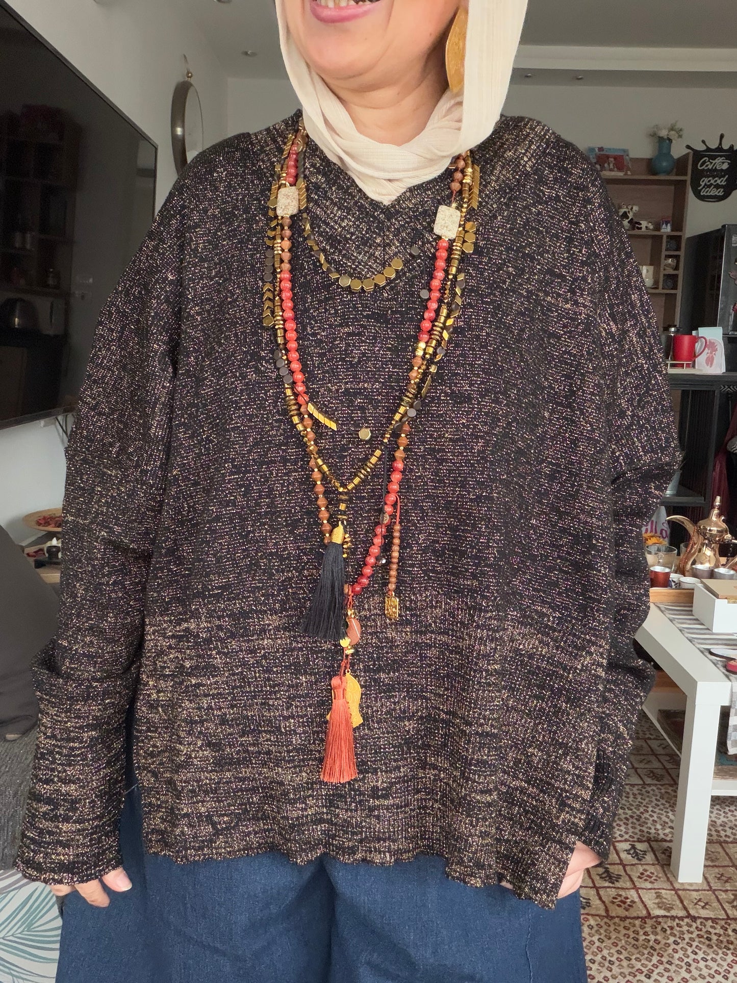 Nova — Metallic Gold Knit Top
