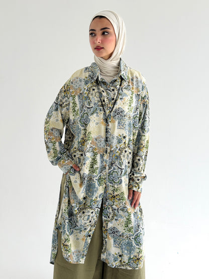 Lora Cotton Shirt Dress in Olive