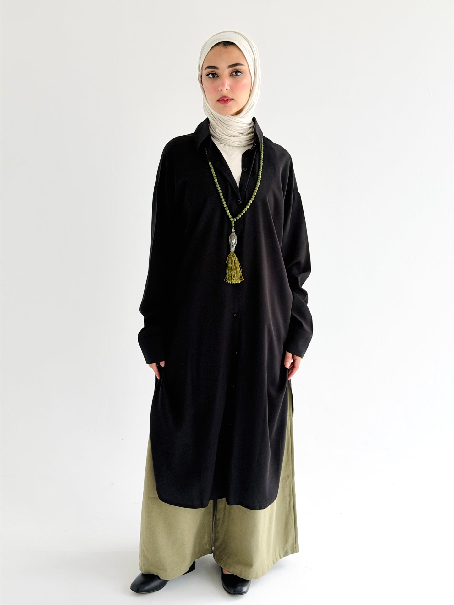 Black Cotton Shirt Dress