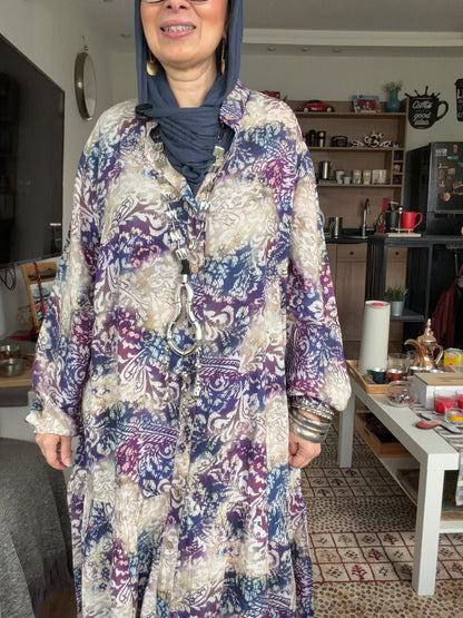 Paradise Cotton Dress in blue pattern