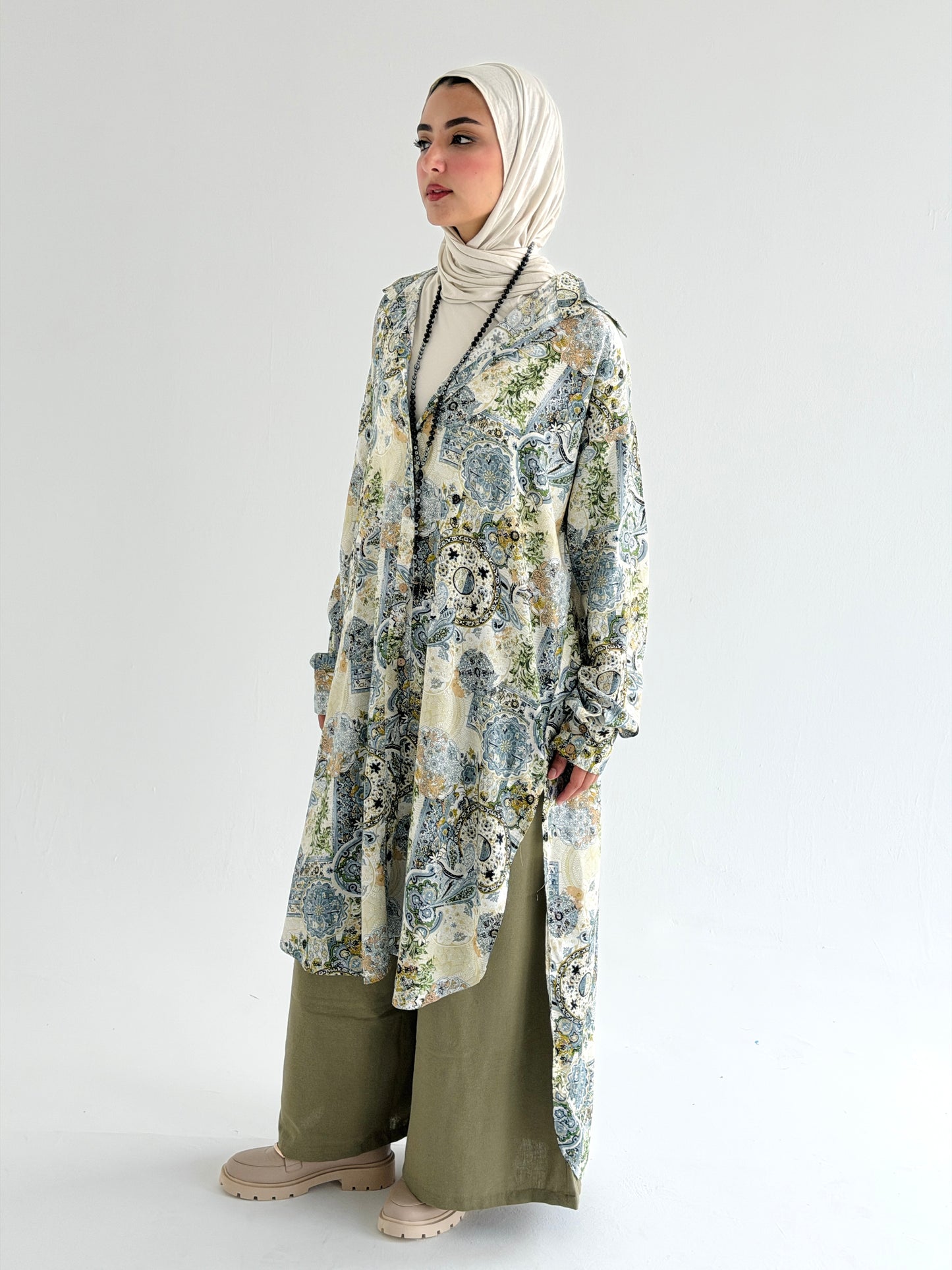 Lora Cotton Shirt Dress in Olive
