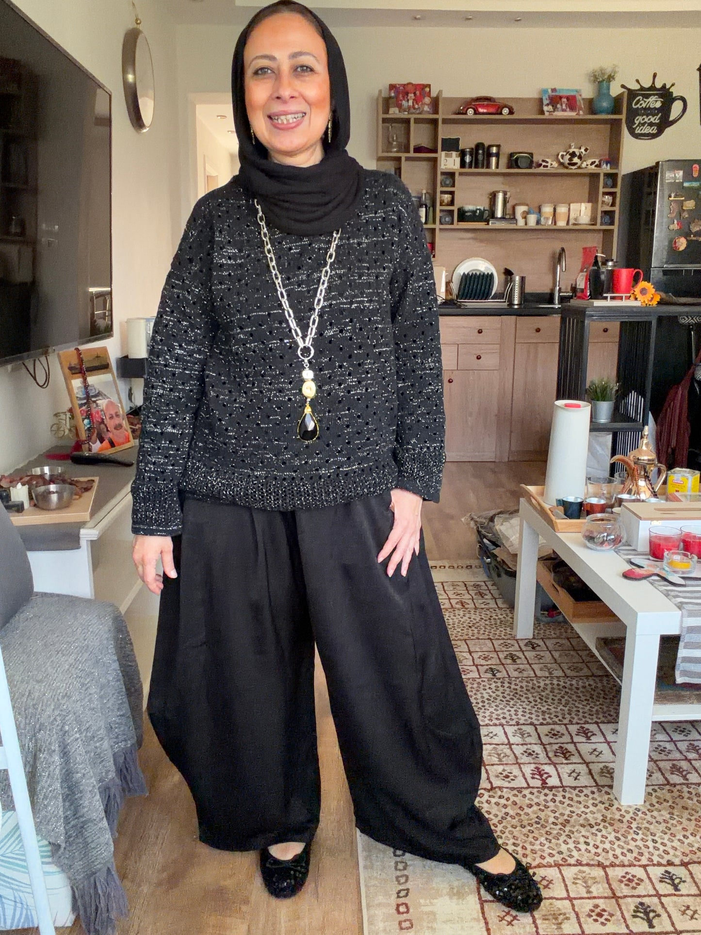 Sliver Air Knit Top in Black