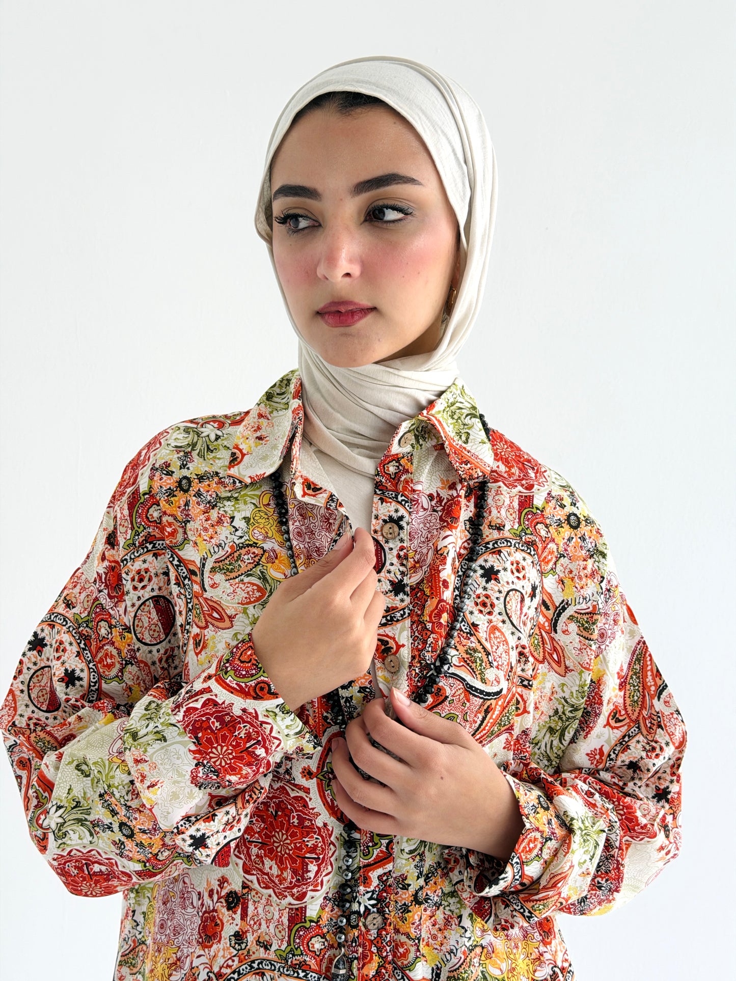 Lora Cotton Shirt dress in Orange