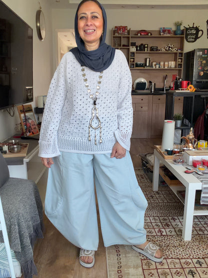 Sliver Air Knit Top in white