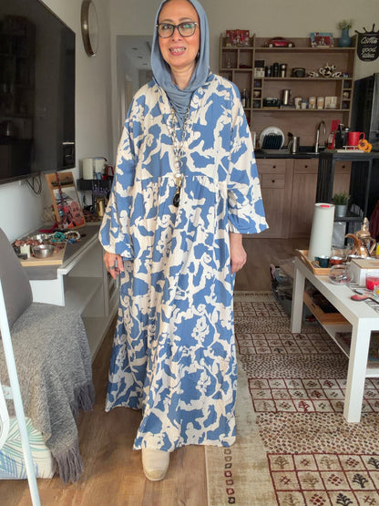 Cloud Print Maxi Dress in Sky blue