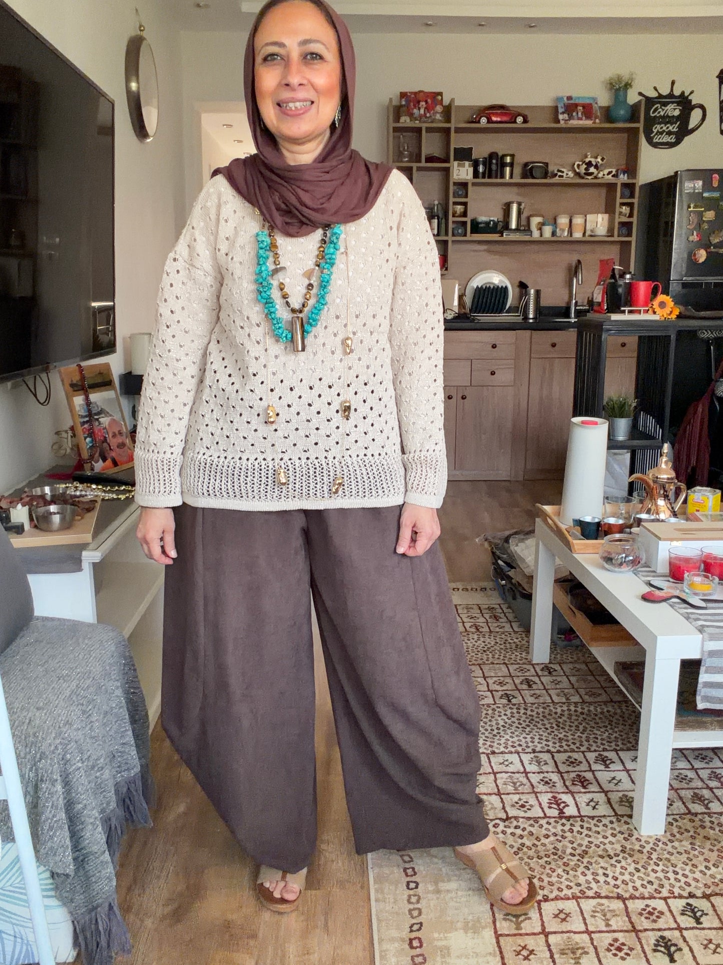 Sliver Air Knit Top in Beige