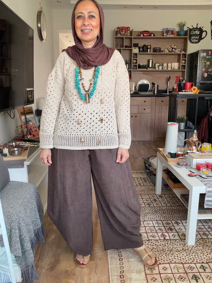 Sliver Air Knit Top in Beige