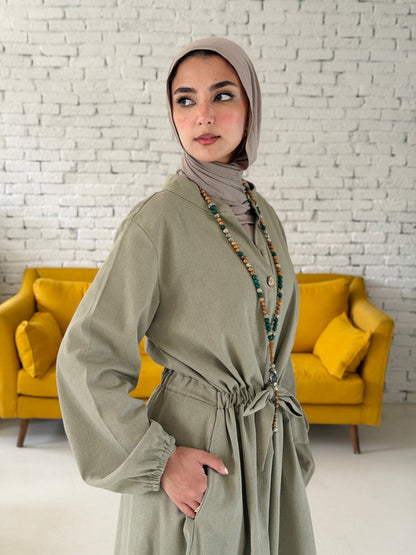 Linen dress color Olive