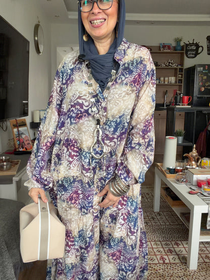 Paradise Cotton Dress in blue pattern