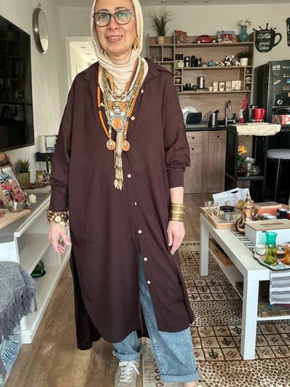 Cotton shirt Dress (chocolate brown)