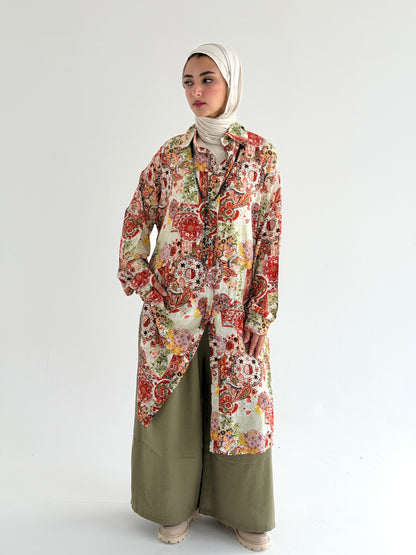 Lora Cotton Shirt dress in Orange