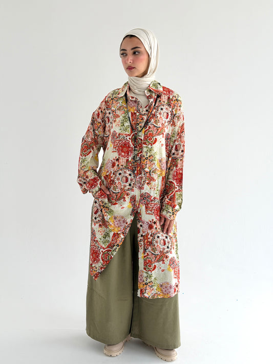 Lora Cotton Shirt dress in Orange
