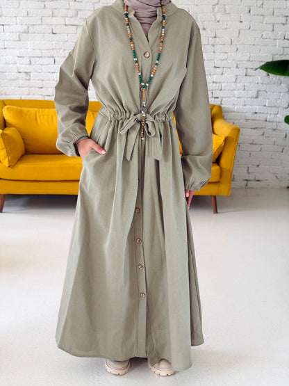 Linen dress color Olive