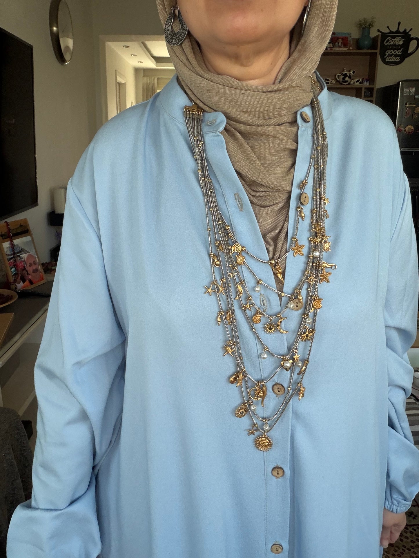 Tencel Baby Blue Button Dress