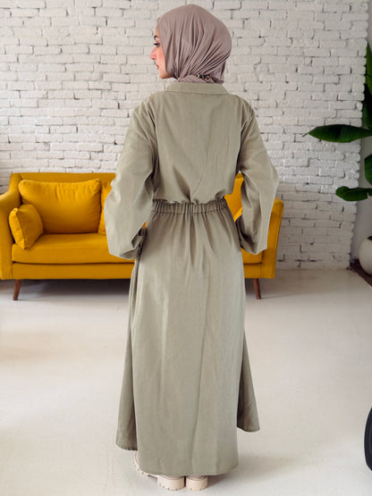 Linen dress color Olive