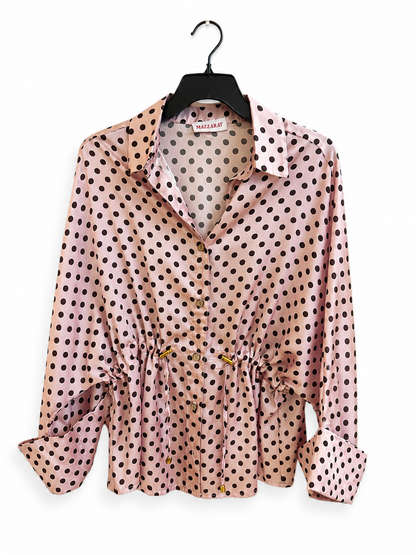 Pink Polk Dots Satin Jacket