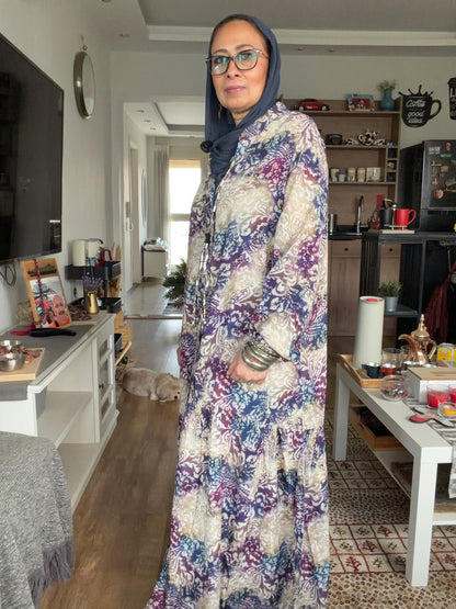 Paradise Cotton Dress in blue pattern