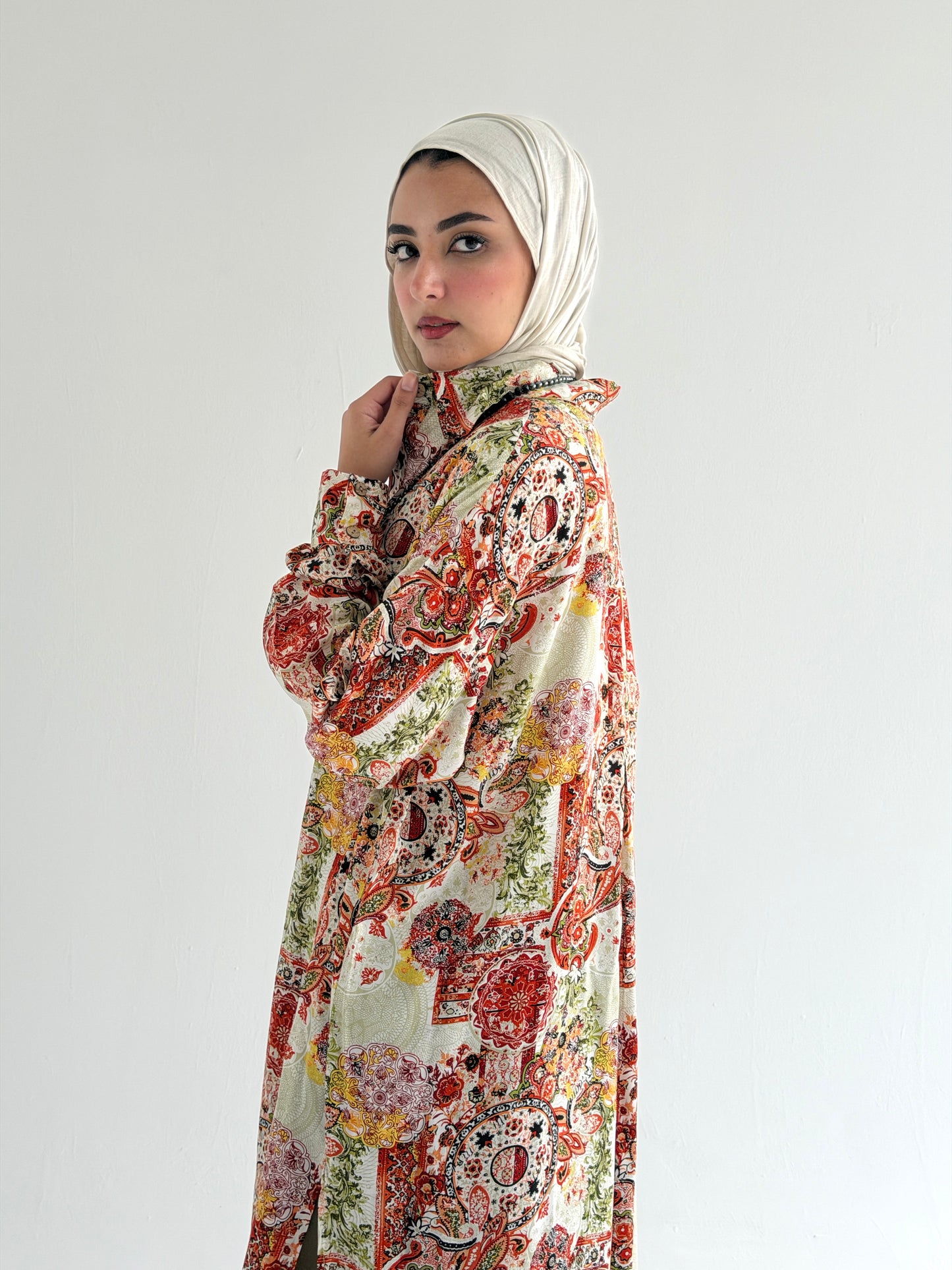 Lora Cotton Shirt dress in Orange