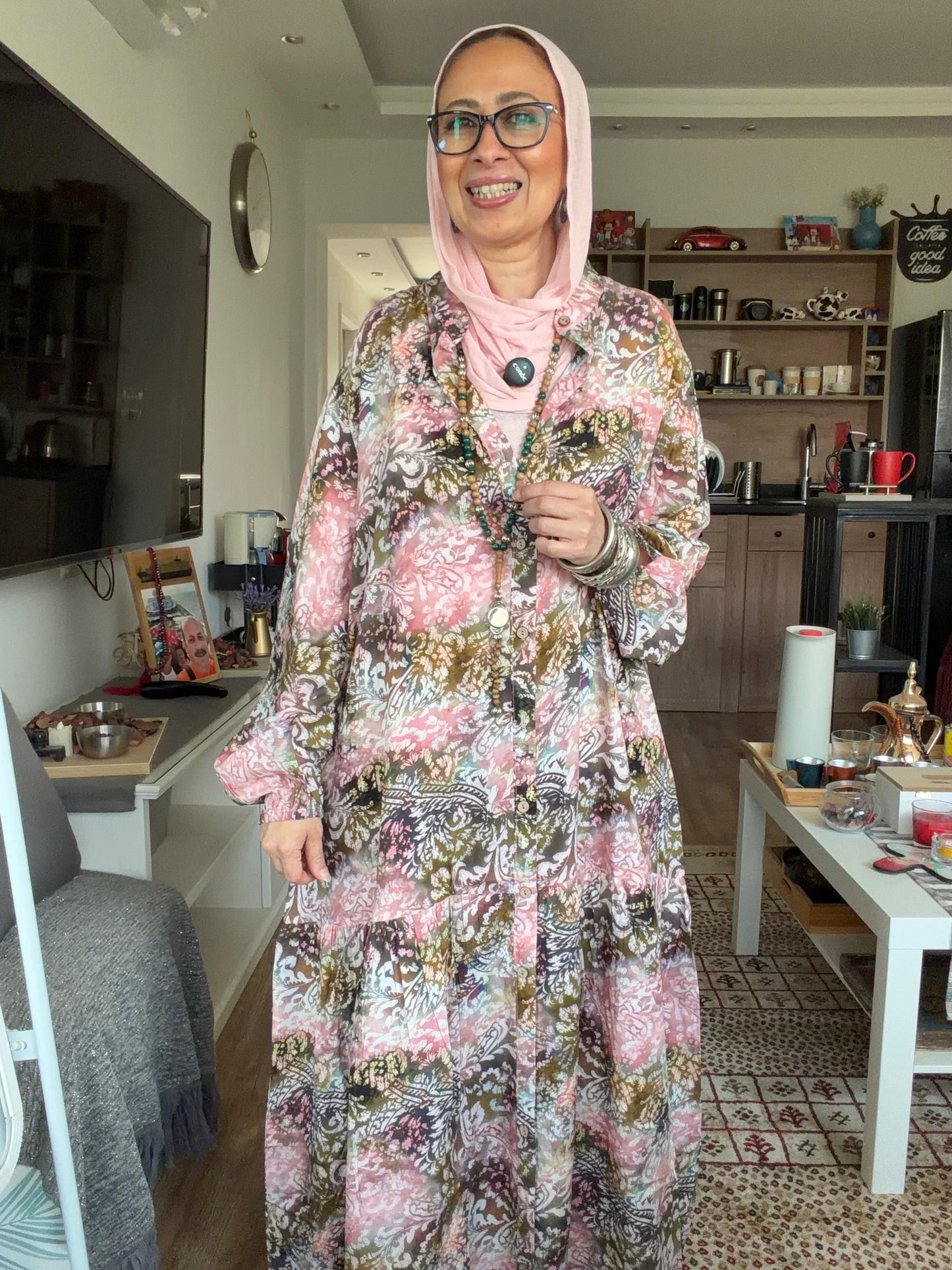 Paradise Cotton Dress in pink pattern