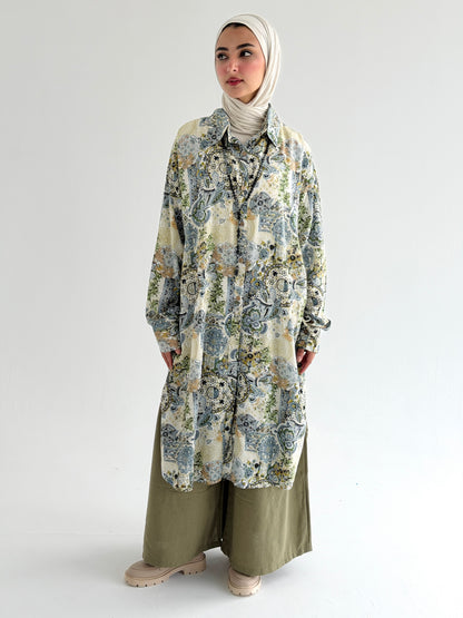Lora Cotton Shirt Dress in Olive