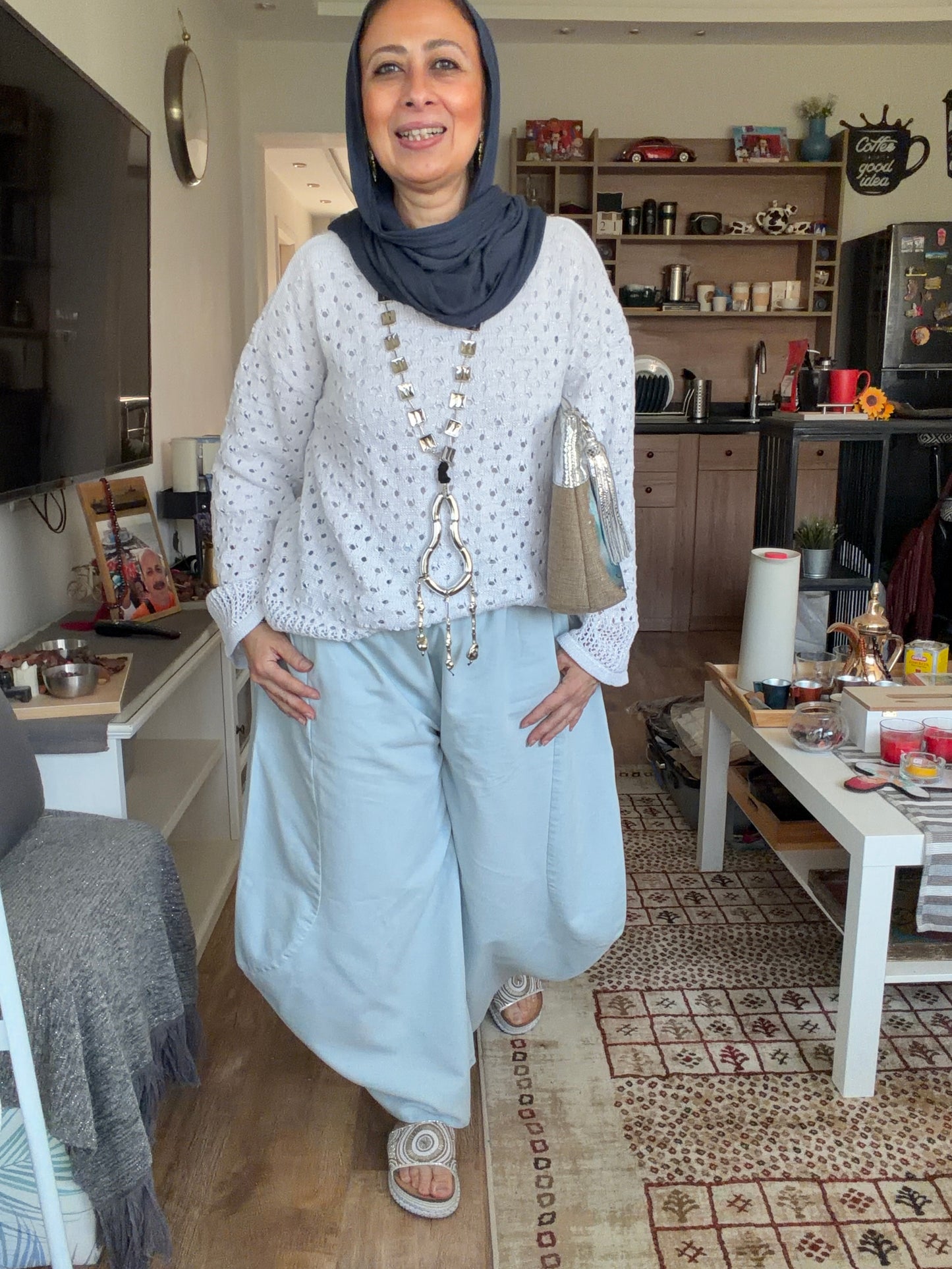 Sliver Air Knit Top in white