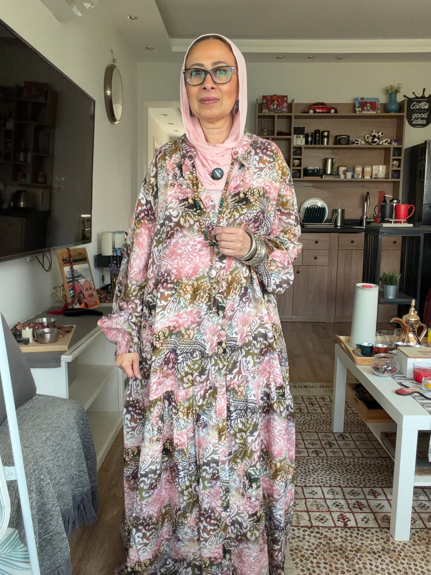 Paradise Cotton Dress in pink pattern