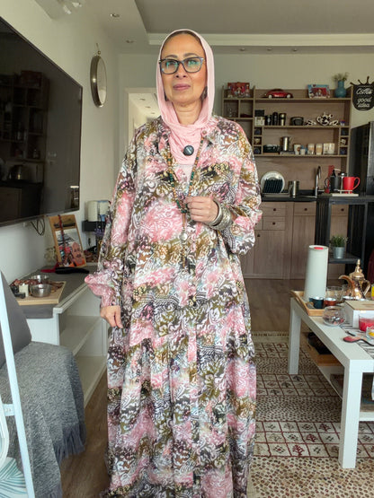 Paradise Cotton Dress in pink pattern