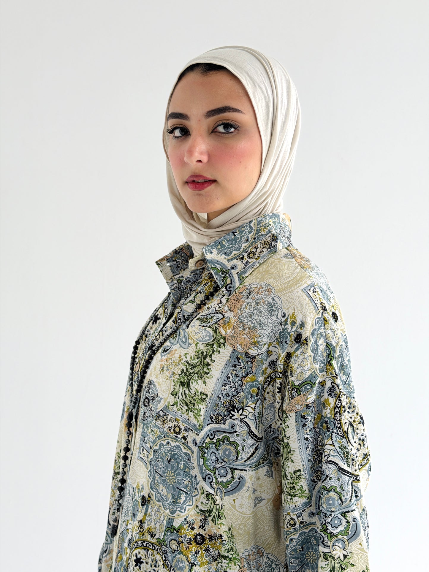 Lora Cotton Shirt Dress in Olive
