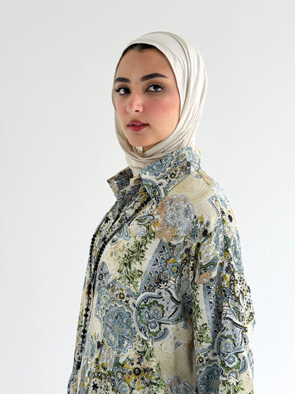 Lora Cotton Shirt Dress in Olive