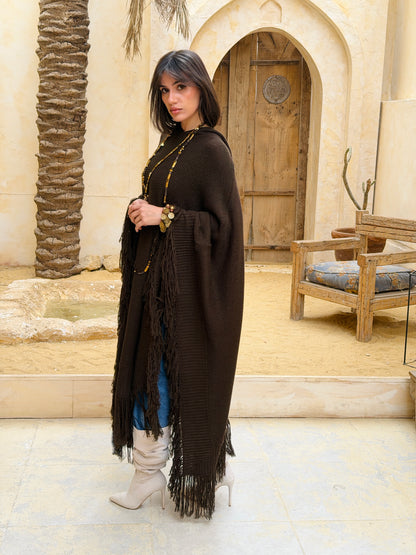 نَفَس — Nafas
Tassel Knitted Cape in brown