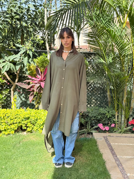Olive shirt dress