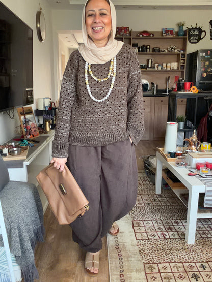 Sliver Air Knit Top in brown