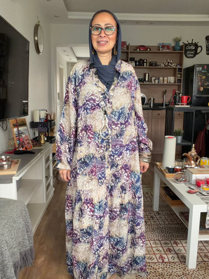 Paradise Cotton Dress in blue pattern