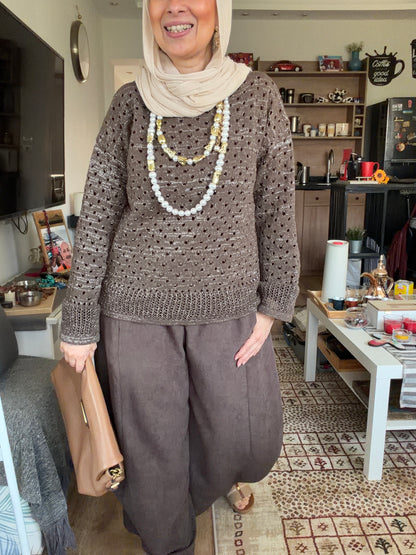 Sliver Air Knit Top in brown