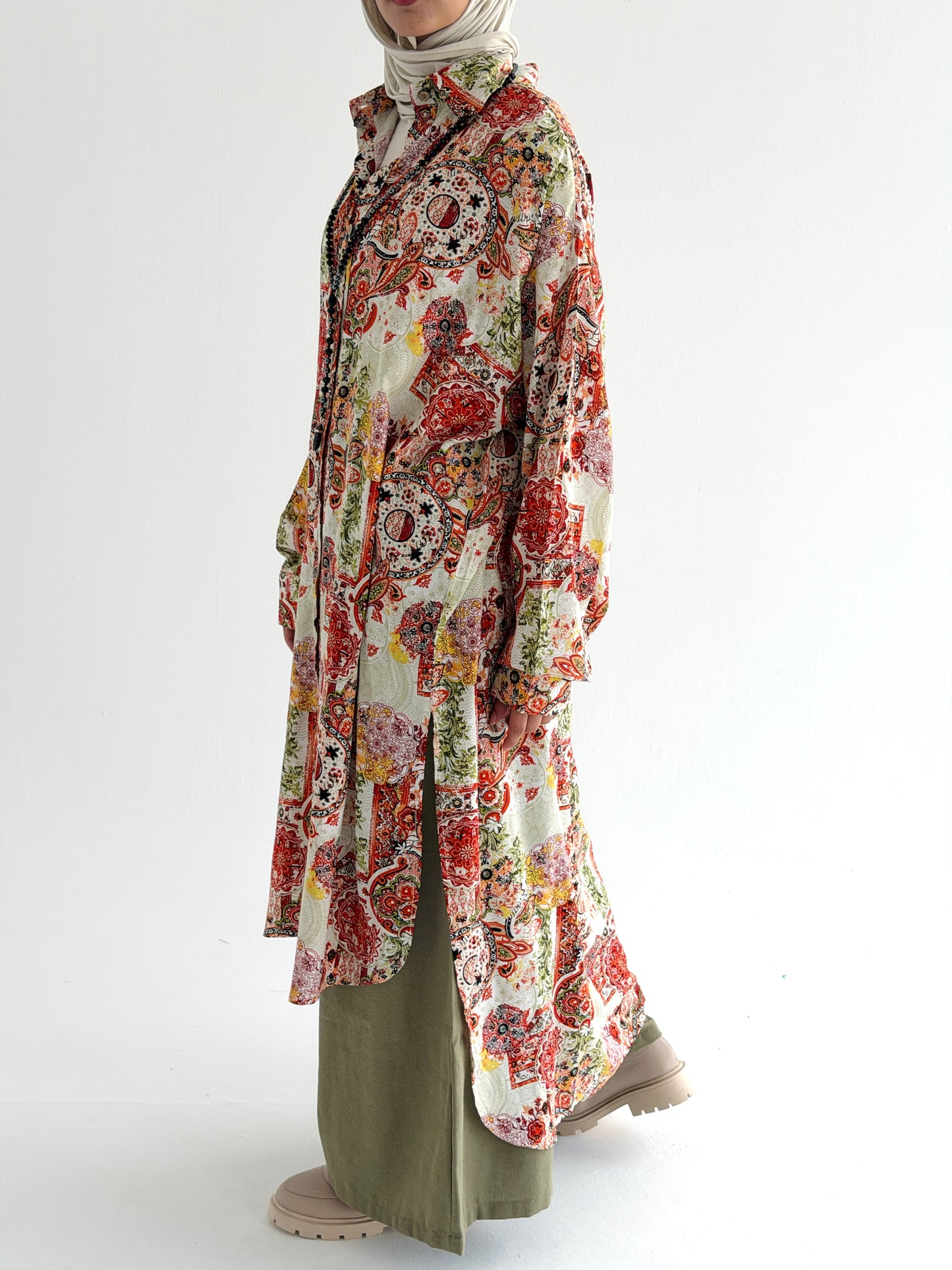 Lora Cotton Shirt dress in Orange