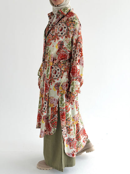 Lora Cotton Shirt dress in Orange