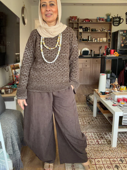 Sliver Air Knit Top in brown