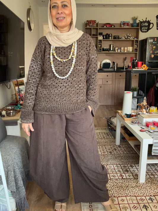 Sliver Air Knit Top in brown