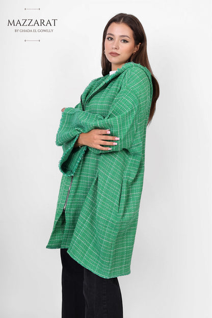Wool Cape Jacket - Green