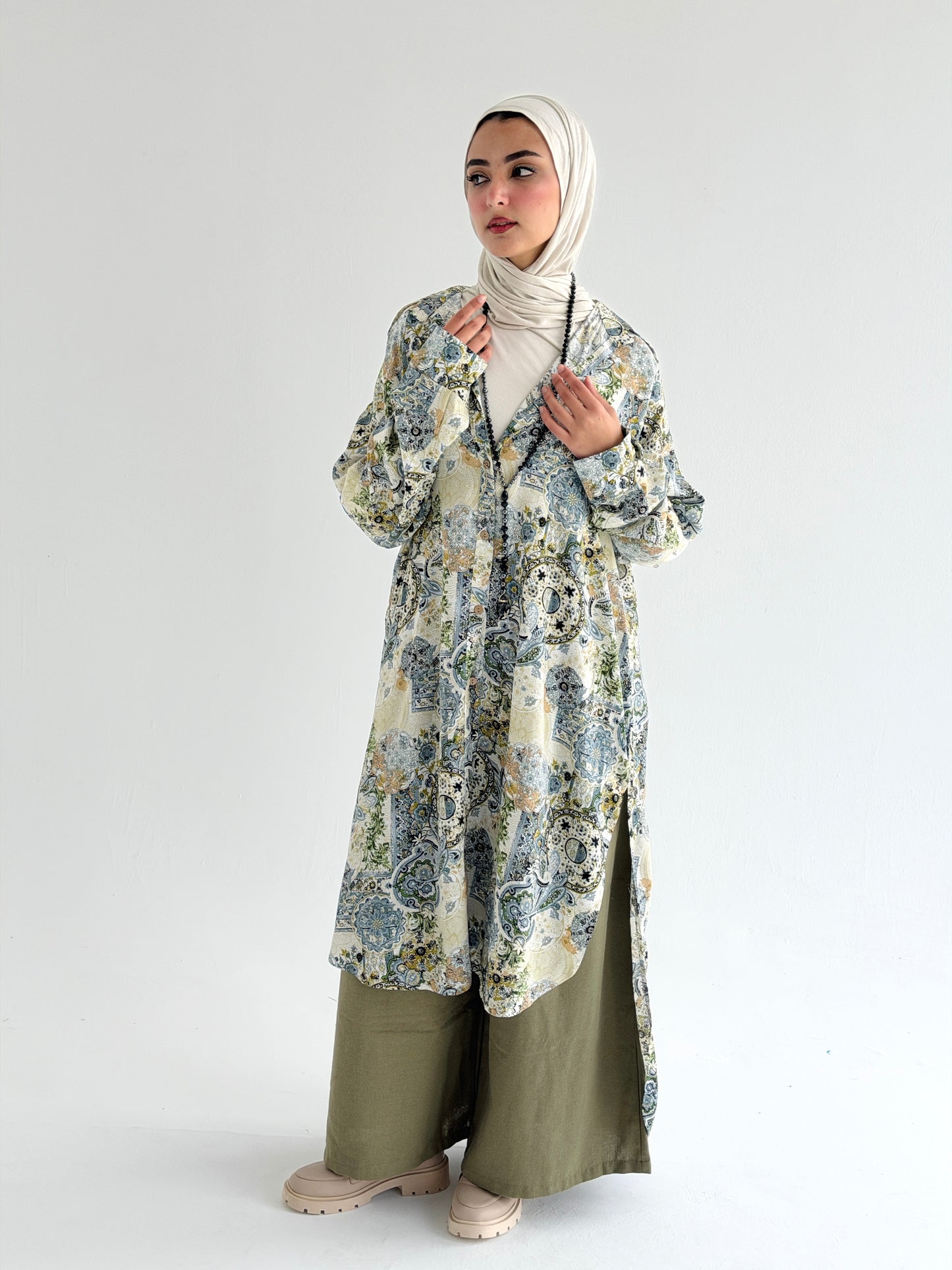 Lora Cotton Shirt Dress in Olive